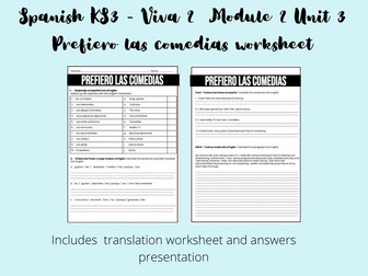 Spanish KS3 - Viva 2, 2.3 Prefiero las comedias worksheet