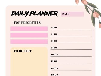 Printable daily planner sheet