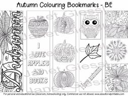 Autumn Colouring Bookmarks (British English) - Set of 5