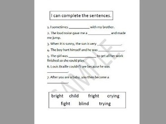 I can complete the sentences - 'i'  'igh'  'y' words Groups 1 & 2