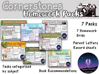 x7 Cornerstones Themed Homework Packs
