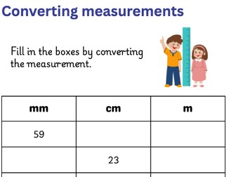 Converting measurements  year 4 or 5 review (high and low ability sheets)