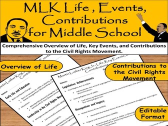 Martin Luther King Jr Life, Events and Contributions – Civil Rights Lesson for Middle School