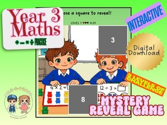 Year 3 Maths Mystery Reveal Game – Addition, Subtraction, Multiplication & Division
