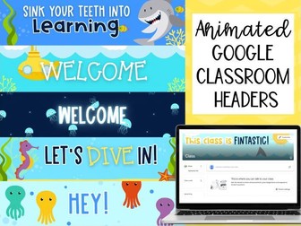 Under the sea ocean animated Google Classroom headers banners