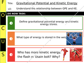 Gravitational potential and kinetic energy observed lesson
