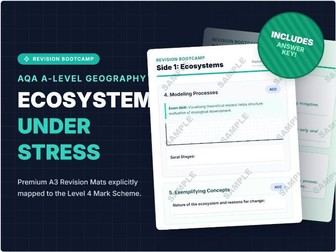 AQA A-Level Geography Ecosystems Under Stress exam skills revision mat