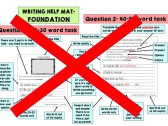 GCSE French writing help mat- Foundation