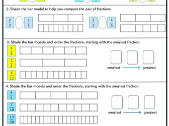 Comparing and Ordering Fractions Easy