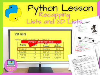 Python Recapping Lists and 2D Lists