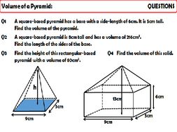 Pyramids - Volume and Surface Area | Teaching Resources