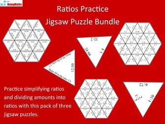 Ratios practice jigsaw puzzle bundle