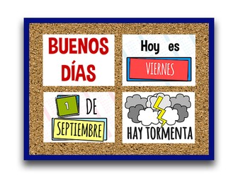 Saludos, fecha y tiempo en español - Expressions, date and weather in the assembly - 30 pages