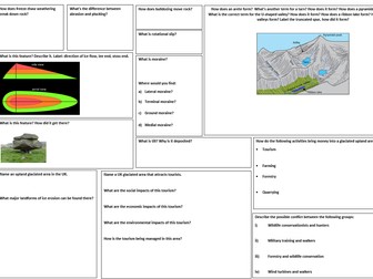AQA Physical Landscapes of the UK revision mat pack