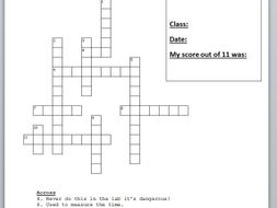 Equipment and Safety in the laboratory crossword puzzle with answers