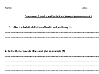 Health and Social Care Tech Award  Component 3 Knowledge Assessments