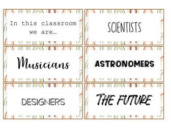 Boho Rainbow "In this classroom we are..." display