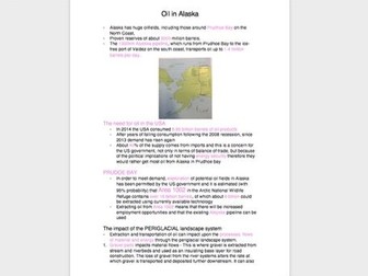 A- level OCR CASESTUDY- oil in Alaska revision notes