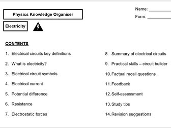 Electricity Knowledge Organiser