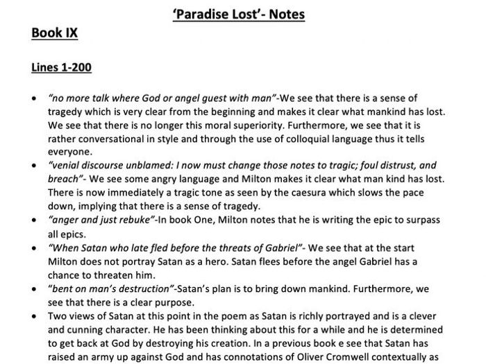 sparknotes paradise lost