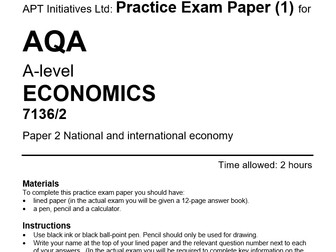 apt4 AQA A-level Economics: Practice Mock Exam Paper 2 on National & International Economy (1 of 4)