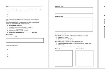 AQA Law Human Rights Article 8 Worksheet