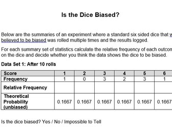 Relative Frequency and Biased Dice