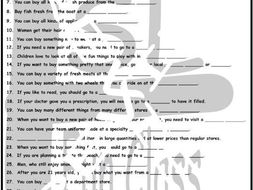 Stores and Shops 1 Page BW Worksheet