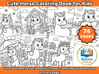 Cute Horse Coloring Book for Kids