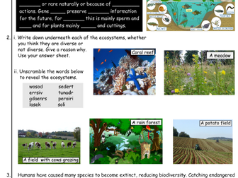 Biodiversity and Gene Banks KS3 WHOLE LESSON RESOURCE