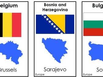Europe Flashcards - flag, shape, capital