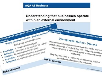 AQA AS Business -  3.1 What is business? complete bundle