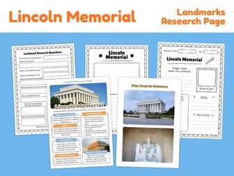 Lincoln Memorial Research Project | Landmark Worksheets & Reading Activity