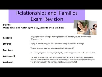 GCSE RE Relationships and Families Revision