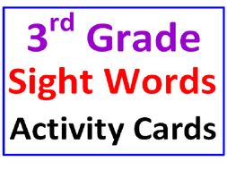 Third Grade Sight Words Activity Cards COLOR and PRINT