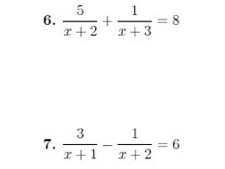 Solving Equations With Algebraic Fractions Worksheet With Solutions