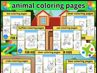 200-Page Animal Colouring Sheets Mega Pack – Woodland, Jungle, Sea & Farm Animals for EYFS & KS1