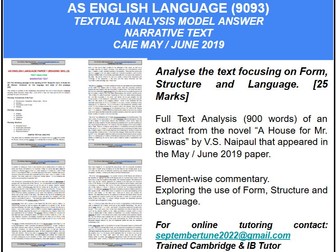 SAMPLE TEXT ANALYSIS OF NARRATIVE TEXT: CAIE AS ENGLISH LANGUAGE (9093)