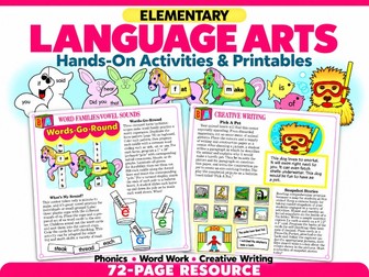 Literacy Centers Grades 1-3 | Phonics, Grammar & Writing Activities