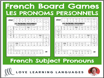 French Subject Pronouns - Pronoms Personnels - French Board Games