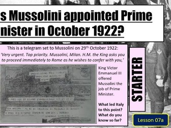 Edexcel A Level History Fascist Italy Lessons 20-21 (Mussolini gains power, 1920-22)