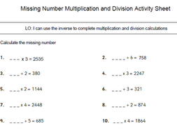 inverse operations multiplication and division teaching resources