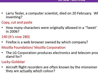 Do Now - tech trivia