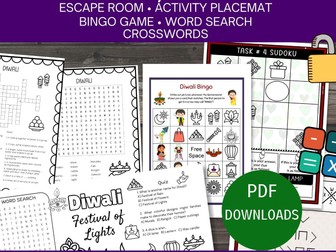 Diwali Activity Bundle, 5 Deepavali Games, Escape Room