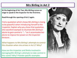 An Inspector Calls - Mrs Birling | Teaching Resources