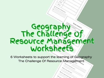 Geography The Challenge Of Resource Management Worksheets