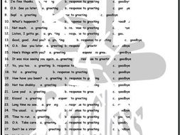 Greetings and Good Byes 1 Page BW Worksheet