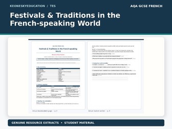 AQA GCSE French 8652 - Festivals & Traditions in the French-speaking World