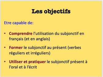 Le subjonctif - Leçon et exercices