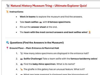 Natural History Museum Tring Quiz
